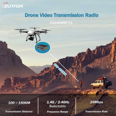 CD100NMT Długodystansowy nadajnik COFDM dla dronów/dronów, dwuantenowa konstrukcja MIMO, do 150 km